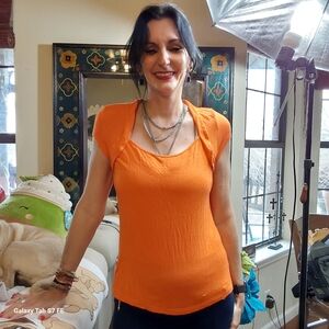 Vibrant Orange Women's Top Silkyfeel